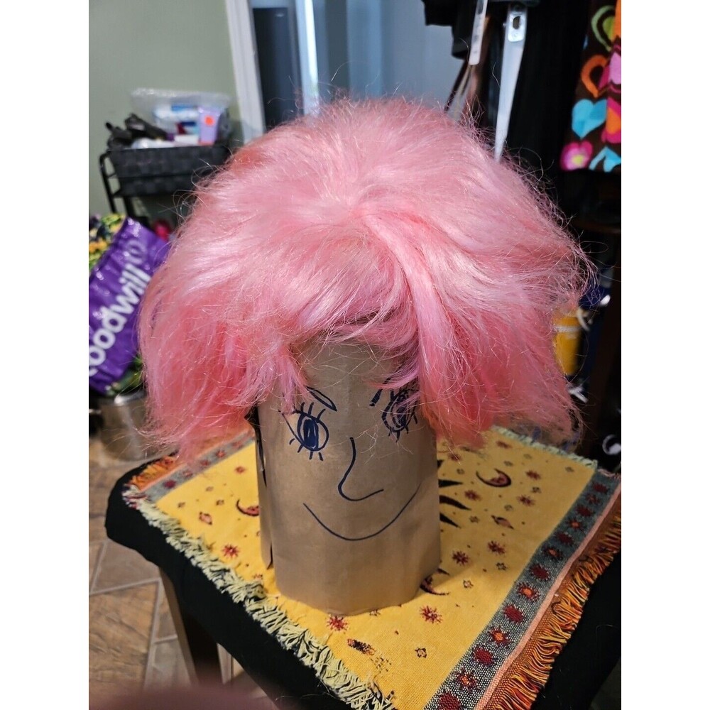 60s Short Wig Pink Vintage Wigs B52 Look Never Used Netted 100% Synthetic Punk